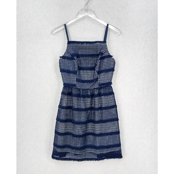 ANTHROPOLOGIE Hutch Crochet Dress Womens 0 Navy Blue Sleeveless Lace NWOT - Picture 2 of 15